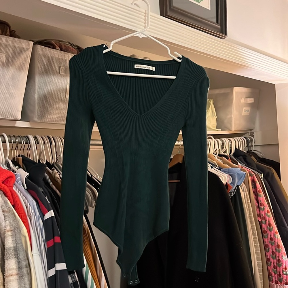 Abercrombie & Fitch Dark Green Ribbed Bodysuit